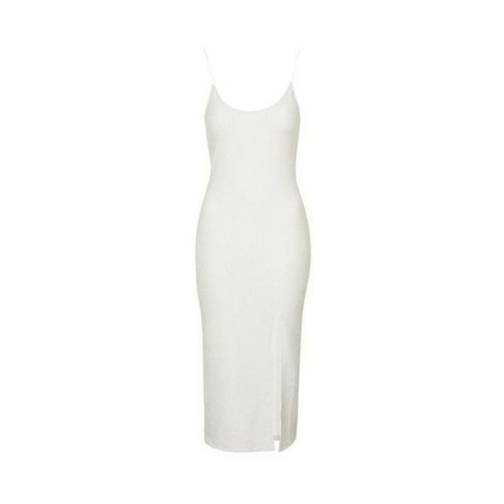 TopShop Metallic Scoop Split Midi Dress